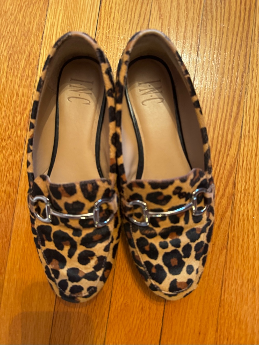 INC International Concepts Leopard-Print Loafers with Silver Bit